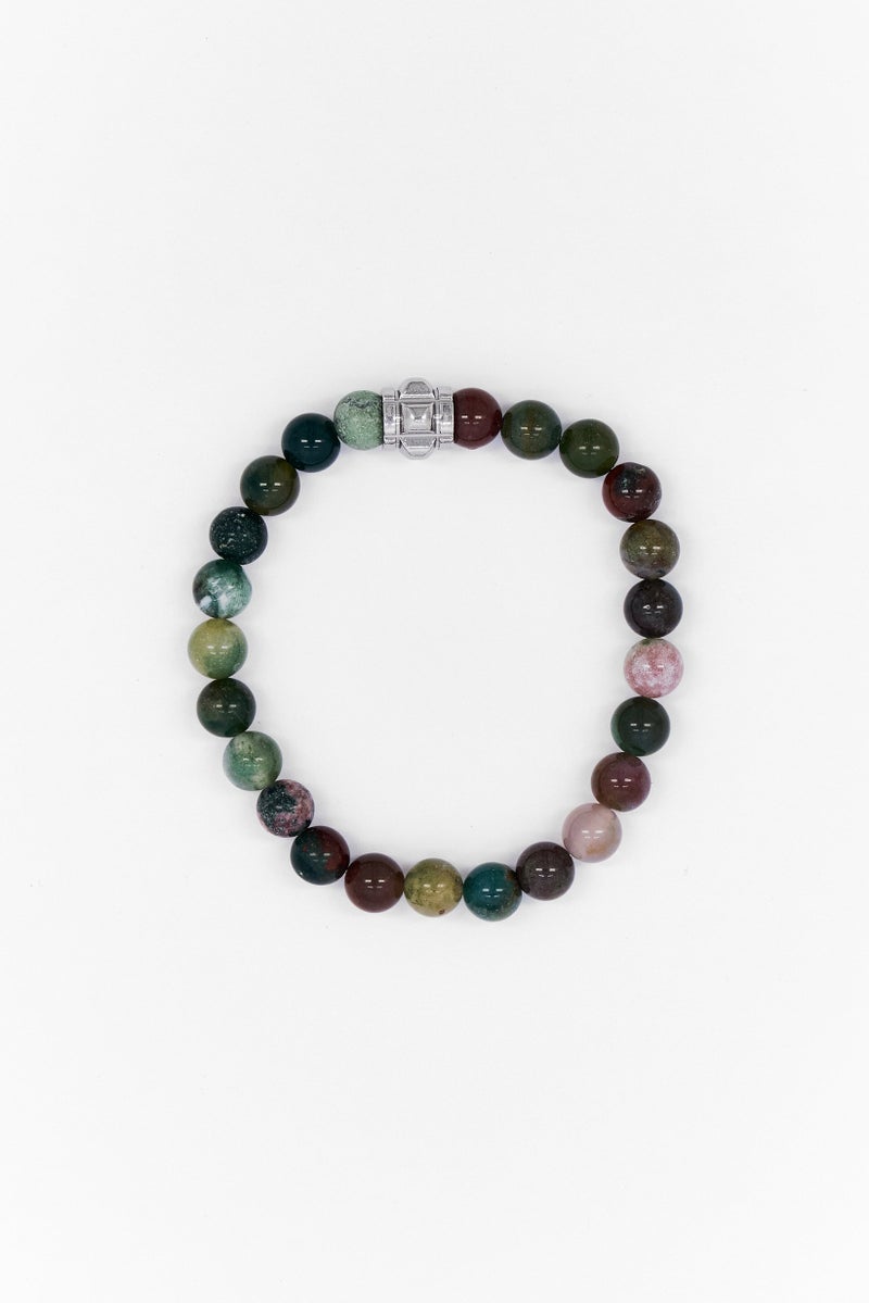 Steeltime Men Agate With Charm Beaded Bracelet, Multicolor - Image 3